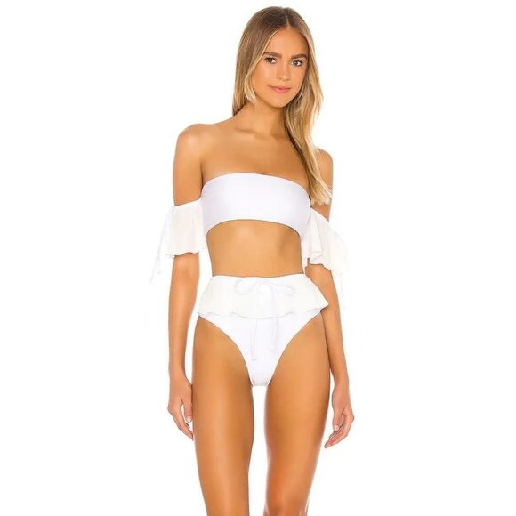 NWT Tularosa white Kimber bikini top off shoulder revolve resort small s - Picture 2 of 7